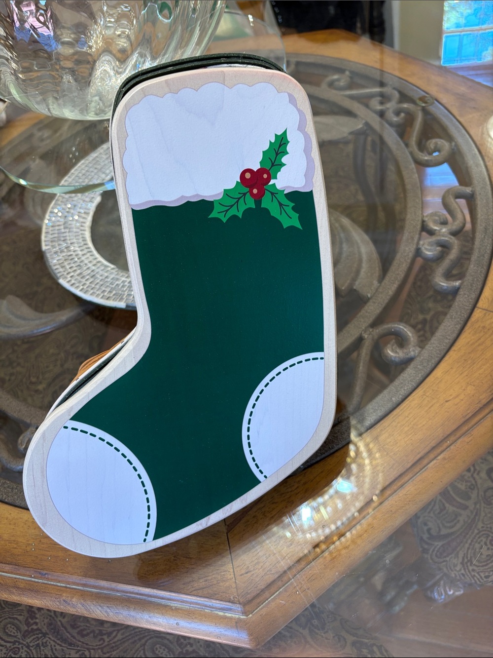 Longaberger 2014 Holiday Stocking Basket W/Wood Lid, Fabric Liner & Plastic Prot